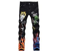 Baylvn Men's Casual Printed Slim Fit Jeans Skinny Denim Pants, Z 10-black, 28