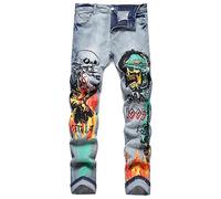 Baylvn Men's Casual Printed Slim Fit Jeans Skinny Denim Pants, Z 10- Blue Grey, 38