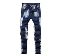 Baylvn Men's Casual Ripped Skinny Distressed Slim Fit Holes Biker Jeans - Blue - 32