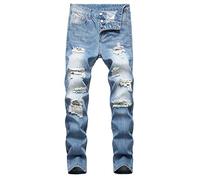 Baylvn Men's Casual Ripped Skinny Distressed Slim Fit Holes Biker Jeans - Blue - 38