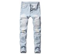 Baylvn Men's Casual Ripped Skinny Distressed Slim Fit Holes Biker Jeans - Blue - 38