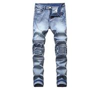 Baylvn Men's Casual Ripped Skinny Distressed Slim Fit Holes Denim Jeans - Blue - 32