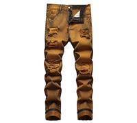 Baylvn Men's Casual Skinny Ripped Straight Slim Fit Denim Jeans, 788 Gold, 32