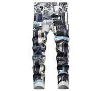 Baylvn Men's Casual Straight Slim Fit Printed Jeans Skinny Pants - Multicoloured - 32