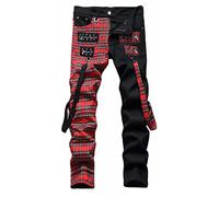 Baylvn Men's Designer Straight Slim Fit Patchwork Jeans Comfort Skinny Biker Denim Pants, 5512 Black, 28