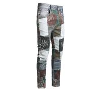 Baylvn Men's Designer Straight Slim Fit Patchwork Jeans Comfort Skinny Biker Denim Pants, 8870 Fake Patchwork, 34