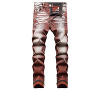 Baylvn Men's Ripped Distressed Destroyed Straight Slim Fit Jeans Skinny Casual Fashion Denim Pants, Brown, 32