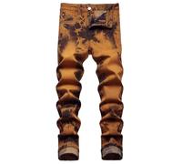 Baylvn Men's Ripped Distressed Destroyed Straight Slim Fit Jeans Skinny Casual Fashion Denim Pants, X 88-golden, 34