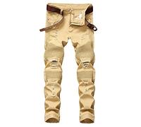 Baylvn Men's Skinny Slim Fit Ripped Destroyed Casual Comfy Stretch Jeans Pants - Brown - 38