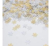 Baymety Confetti, 700 Pcs Glitter Christmas Table Confetti, Winter Wonderland Silver Snowflake Santa Festive Xmas Party Supplies, Metallic Foil Sequins 30g