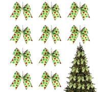 baymety Grinch Christmas Decorations,10Pcs Large Dot Bows Tie Grinch Tree Decorations,Grinch Ribbon Bows,Christmas Wreaths Ornaments Xmas Tree Topper Decor Santa Gift Accessories Grinch Decorations