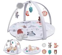 BAYMI Baby Gym Play Mat, 8 in 1 Baby Play Gym with 6 Detachable Toys, Foldable Tummy Time Activity Mat for Sensory & Motor Skills Development, Infant Play Mat for Babies 0-6 6-12 Months (Forest Story)