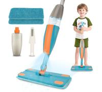 BAYMI Kids Spray Mop - Toddler Cleaning Toy Set with Real Water Sprayer & 2 Washable Pads - Montessori Mini Mop & Sweeper - Interactive Learning Toys for Kids Ages 3+