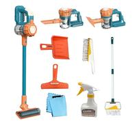 BAYMI Kids Vacuum That Really Works - 9Pc Aged 3+ Cleaning Set for Toddlers - Toy Cleaner, Broom, Dustpan, Scrub Brushes - Baby Boy/Girl Gifts (Blue)