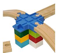 Baymo Raised 4 Way Track to fit Lego Duplo & Wooden Railway for Kids Age 3 Years & Up - Railway Set Accessories & Add Ons