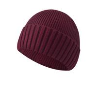 Baynetin Beanie Hat,Stretchy Soft Knitted Cuffed Winter Warm Classic Thermal Skullcap Fisherman for Men and Women Unisex Wine Red