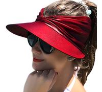 Baynetin Womens Sun Visor Hat Wide Brim UPF 50+ UV Protection Summer Topless Beach Hat Foldable Quickly-Dry Sun Protection Beach Sport Cap (Wine Red)