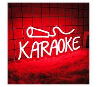 BAYNGO Neon Sign Party Decoration Red Karaoke Letters Neon Sign Light, for Club Karaoke Stor Wall Art Decor Sign Lamp Light, Light Up Your Space, USB Powered 17.8cm×40.6cm