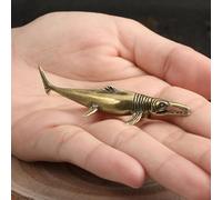 BAYNGO Small Brass Statue Taiman Ichthyosaur Desktop Sculpture Decor Copper Miniature Metals Decoration Vintage For Office Home Feng Shui Casting Bronze Sculptural