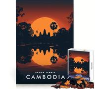 Bayon Temple Cambodia Hard Jigsaw Puzzle for Adults 1000 Pieces Smart Challenge Leisure Escape Fine Lock Thoughtful Gift (50x75cm)