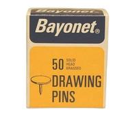 Bayonet Brass Plated Solid Head Drawing Pins (Pack of 50) in Gold Bayonet Gold