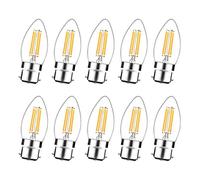 Bayonet Light Bulb, 10 Pack Dimmable LED Candle Bulbs Bayonet, 40W Bayonet Light Bulb Equivalent, B22 LED Bulb Warm White 2700K, 230V, FanciBuy