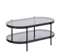 Bayonne Oval Coffee Table with Smoked Glass Top, none