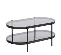Bayonne Oval Coffee Table with Smoked Glass Top Furniture To Go Black One Size
