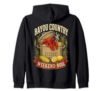 Bayou Country Weekend Boil Crawfish Feast Graphic Pot Boiled Zip Hoodie