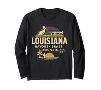 Bayous Brass Beignets Shirt Louisiana Music Nature Food Long Sleeve T-Shirt