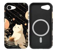 BayPastel X Cute Phone Case for iPhone 16 Pro Max Case Blue Design, Trendy, Aesthetic,Glossy Pattern Phone Cover, Hard Shell Protective Slim Shockproof Aesthetic for Women Men,Coffee&Cat