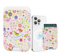 BayPastel X for Magsafe Wallet Magnetic Card Holder for Phone Case with Mag-Safe, RFID Leather Phone Wallet for Women Teen Girls Cute Slim Design for iPhone 16/15/14/13/12 Series (Pink Flowers)