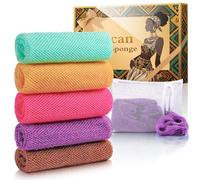 Baypearl 5 Pieces African Net Sponge Authentic - Bath Net Sponge with Handles,Washcloth African Net Cloth Wash Net Body Back Scrubber for Ultimate Skin Renewal(Green,Pink,Orange,Purple,Brown)