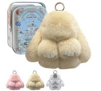 Baysea Bunnylulu Keychain, Bunny Lulu Keychain Cute Bunny Keychain With Exquisite Box, Bunny Keychain Plush, Yellow, S