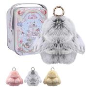 Baysea Bunnylulu Keychain, Bunny Lulu Keychain Cute Bunny Keychain With Exquisite Box, Bunny Keychain Plush, Gray, S