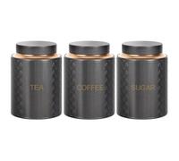 Bayseun Tea Coffee Sugar Canisters, Set of 3 Tea Coffee and Sugar Canisters for Home, Easy Open & Airtight Lids, Tin Caddy, Kitchen Storage Jars,