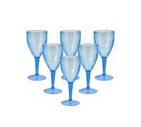 BAYSIDE Blue Pool Acrylic 350ml Wine Glass, Set of 6 Blue Drinking Glasses, 100% PS, BPA Free, Home Décor, Reuseable Cup for Outdoor Use, Parties BBQ’s Poolside (6 Pack Wine Glasses)