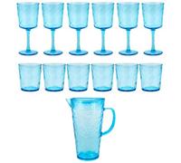 Bayside Lulworth 13 Piece Acrylic Hammered Drinkware Set Blue