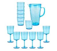 BAYSIDE Lulworth Acrylic Water Jug 1.9L Including Set of 6 Wine Glass, Set of 6 Tumblers 360ml Shatterproof Liquid Beverage Durable Pitcher Jug with Handle, Bundle Set