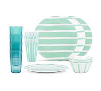 BAYSIDE Thurlestone 16 Pcs Unbreakable Camping/Picnic Dinner Set, 4 Pack of Plates, Bowls, Tumblers, Ridged Tumblers, BPA Free, Recycled Polyethylene, Terephthalate Material