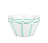 BAYSIDE Thurlestone Bowls Set of 4 for Picnic Camping Breakfast, Recycled and Recyclable Plastic, BPA Free, Lightweight, Dishwasher Safe, Microwave Safe Striped Mint Colourway