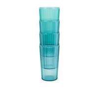 BAYSIDE Thurlestone Plastic Glasses, Set of 4 Ridged Tumblers, Reusable Recycled Material, Durable Drinking Cups, Green 480ml Capacity, BPA Free, Tableware Set