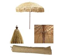 Bayside21 Tiki Umbrella Thatch Patio - Tropical Palapa Raffia Tiki Hut Hawaiian Hula Beach Umbrella (8 ft, Natural)