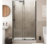 Baystone® 1000mm Sliding Shower Door Screen for Wet Room Cubicle Enclosures with 1000 x 700mm Low Profile Non Slip Tray + Riser Kit, 8mm Safety Glass Space Saving, Frameless, Black