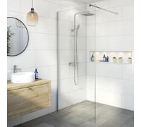 BAYSTONE® 1400mm Wet Room Shower Screen Panel 8mm Toughened Safety Easy Clean Glass Walk in Shower Enclosure, Frameless, Chrome