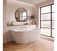 Baystone 1600 x 800mm Freestanding Double Ended Back to Wall BTW Bath White Gloss Soaking Bathttub, Acrylic Luxury Baths Bathroom Modern with Waste