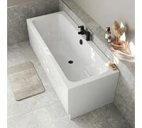 Baystone 1800 x 800mm Double Ended Square Bath White Gloss Soaking Bathttub, Acrylic Baths for Bathrooms, Straight, Adjustable Feet, No Panel