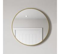 BAYSTONE® 600 x 600mm Brushed Brass Wall Mounted Mirror Vanity Mirrors Framed Round Design 4mm Mirrored Glass for Bathroom