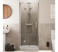 Baystone® 800mm Frameless Hinged Shower Door Enclosure 8mm Toughened Safety Glass Reversible Cubicle Doors for Showers, Chrome