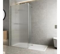Baystone 900mm Wet Room Shower Screen Panel 8mm Fluted Toughened Safety Easy Clean Glass Walk in Shower Enclosure + Hinged Return Panel, Frameless, Chrome